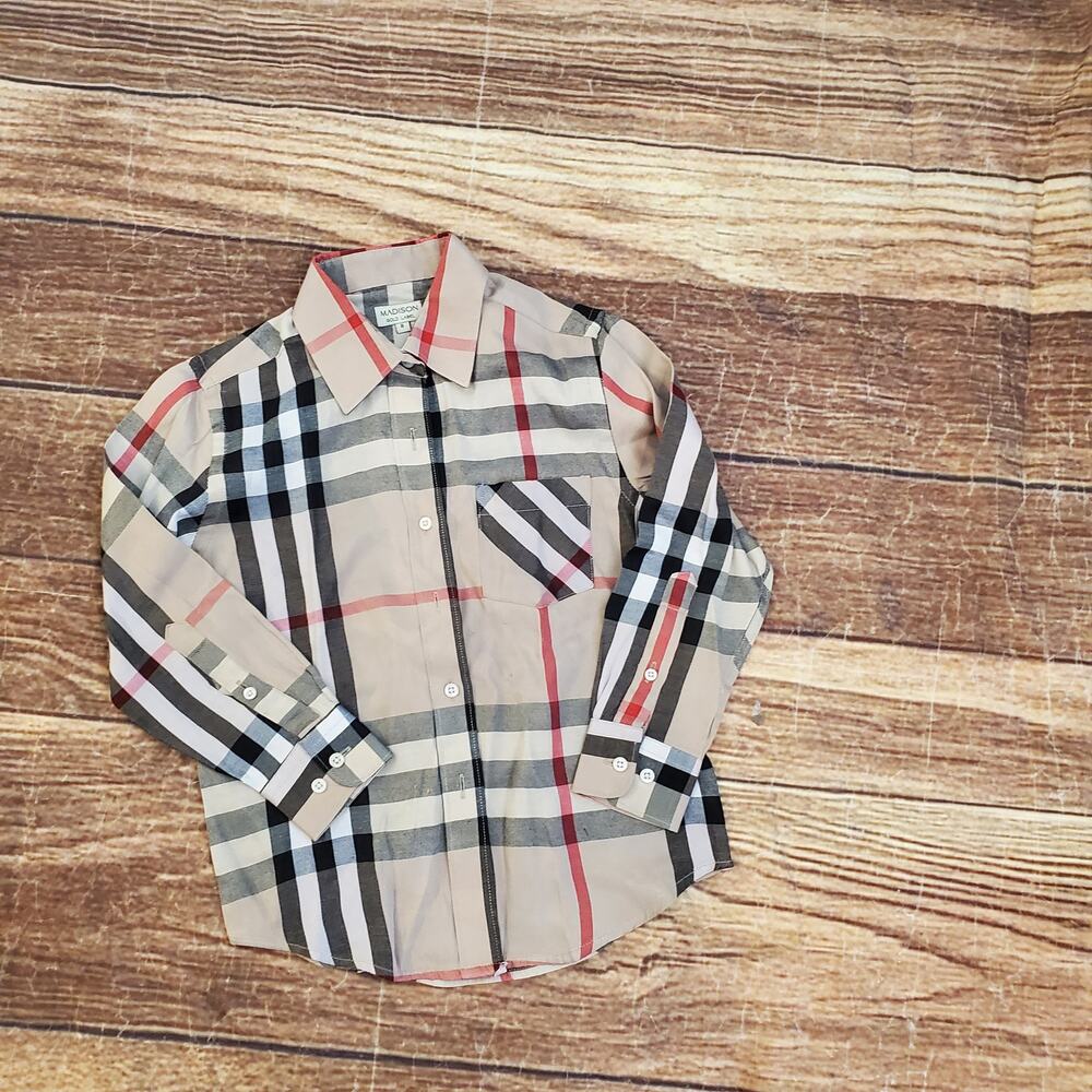 Madison plaid button-up shirt size 8